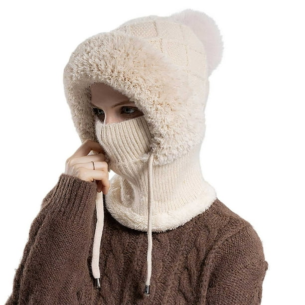 Máscaras para Mujeres Sombrero de Punto 3 en 1, Perfecto para las Mujeres para Usar con Bufandas Y Máscaras, Bufanda de Esquí de Punto Caliente Y Máscara para Otoño E Invierno.