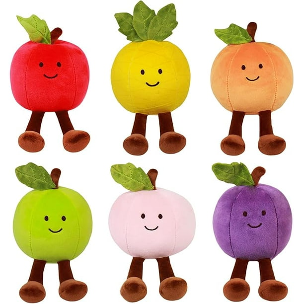 PELIUCHERIA - Peluches de Frutas Sonrientes, Diferentes Tamaños y Colores (Frutitas 6 pz Surtidas, 6, Unidades)