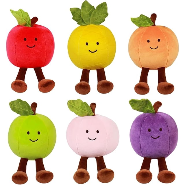 PELIUCHERIA - Peluches de Frutas Sonrientes, Diferentes Tamaños y Colores (Frutitas 6 pz Surtidas, 6, Unidades)