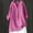 Hot Pink, variant on Pincandy Women's V-Neck Long Sleeve Loose Button Cotton and Linen Tunic Shirts Summer Shirts Blouse,Green,L