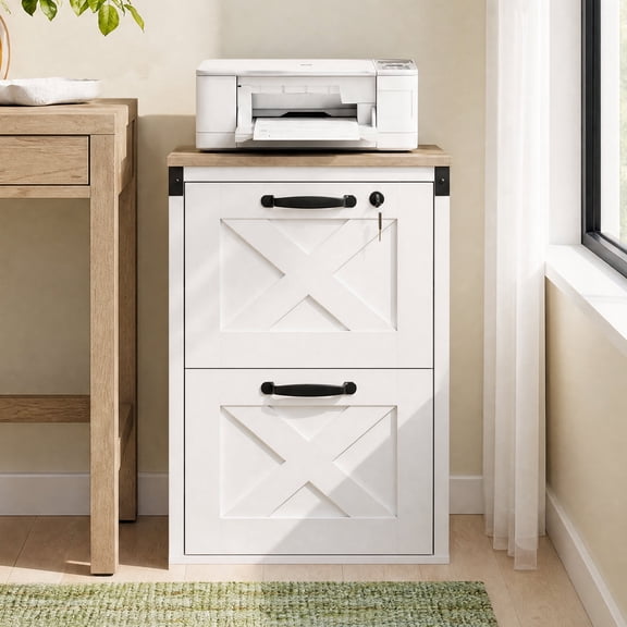 GALAXHERO 2 Drawer File Cabinet with Lock and Key, Wood Filing Cabinet for Home Office, File Cabinet Organizer, FSC-Certified Office Storage Cabinet, White