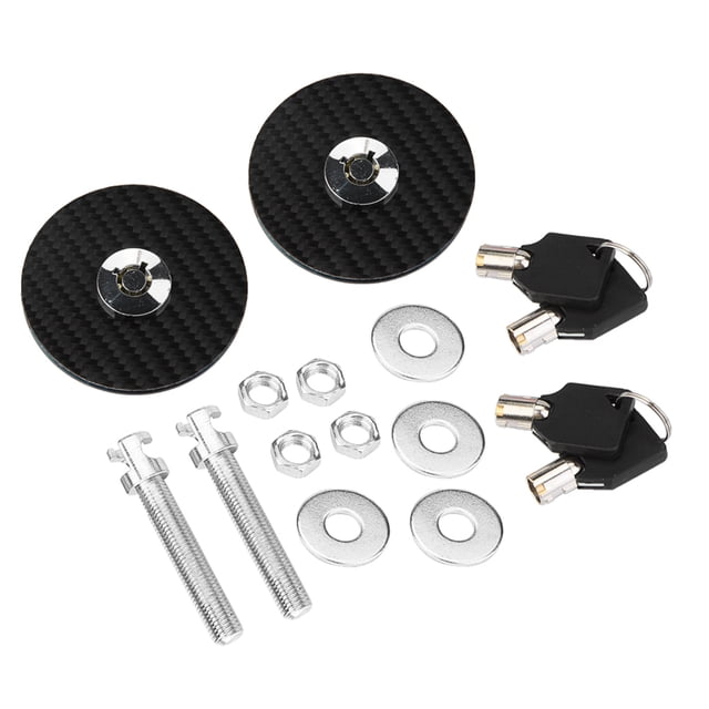 Kit De Pasador De Llave De Bloqueo De Cubierta De Capó De Motor De Fibra De Carbono Para Liberación Rápida Universal De Pestillo De Coche