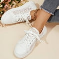 thumbnail image 5 of Fauean Women's Fashion Sneakers Flat Casual Shoes Comfortable Soft Sole Lace-Up Shoes White Size 41, 5 of 7