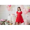thumbnail image 5 of Arshiner Girls Summer Dress Puff Sleeve High Low Swing Cassual Formal Dresses with Pocket, 5 of 8