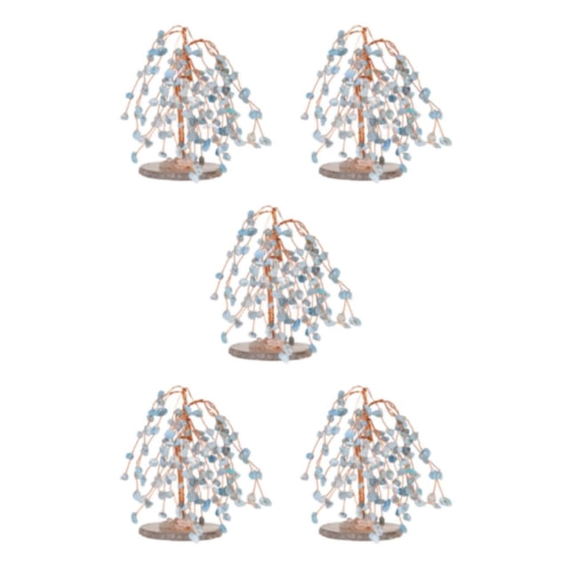 Wweixi 1/2/3/5 Exquisite Crafted Gemstone Tree Ornament - Symbol Of Luck And Prosperity Blue 5PCS