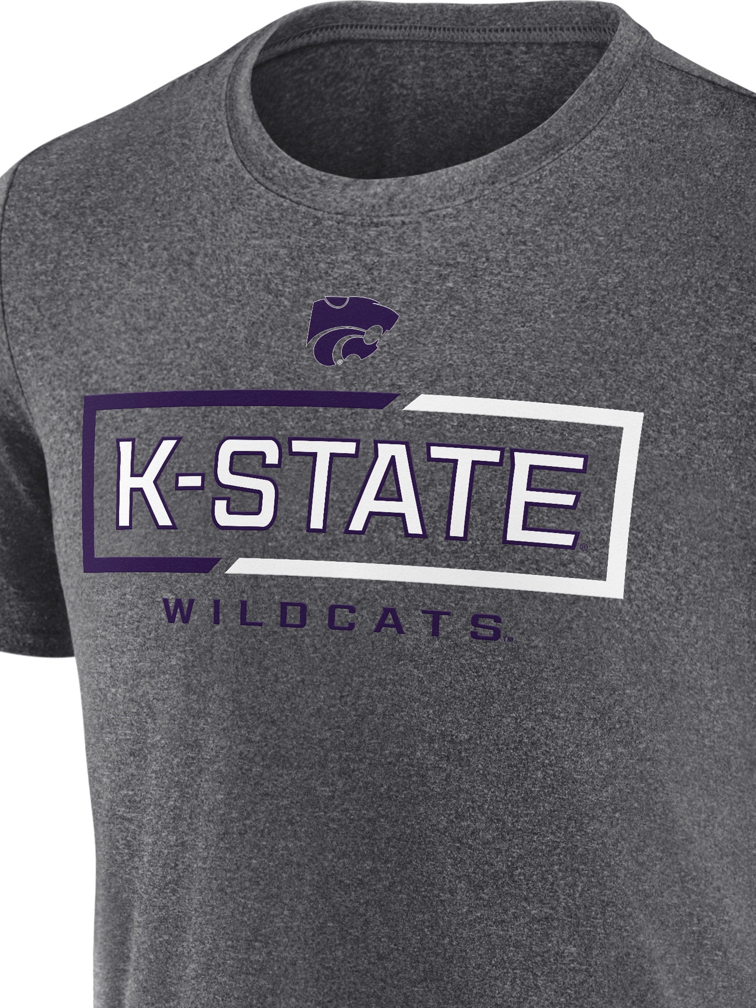 NCAA Kansas State Wildcats Men's Synthetic Charcoal Heather Short Sleeve T-Shirt