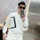 thumbnail image 5 of Ropa para hombre, jersey superior sin logotipo, sudaderas blancas para hombre, sudaderas con cremallera empalmada, sin capucha, ofertas elegantes, novedosas y sueltas, 5 of 5