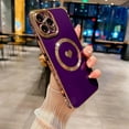 thumbnail image 3 of Compatible with iPhone 12 Pro Max Magnetic Case-6.7 Inch, Luxury Love Heart Pattern Plating Phone Case, Compatible with MagSafe for Women Girls Shockproof Back Cover-Purple, 3 of 10