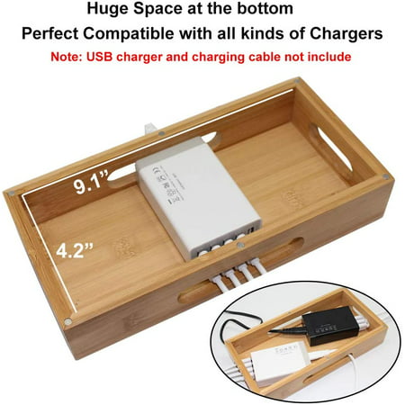 Hulin Bamboo Charging Station Holder, Wooden Charging Station For Multiple Devices