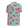 thumbnail image 2 of Vsdgher Watermelon Print Men's Short Sleeve Stretch Polo Shirt, Moisture-Wicking Performance Polo Shirt, 2 of 8