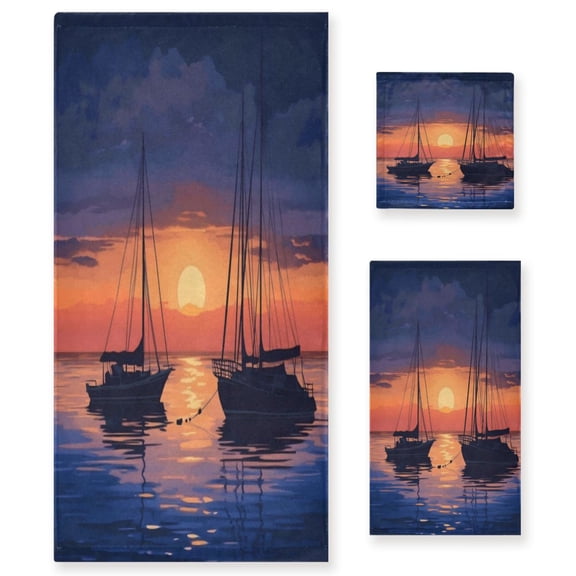 Three-Piece Towel Set Face Towel Towel Set Hand Towel Bath Towel Cotton Bath Towels Bath Towel Sets Hand Bath Towels Two Boats