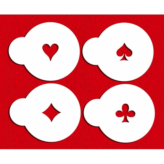 Designer Stencils C245 Card Suit Cupcake and Cookie Stencils, Beige/semi-transparent