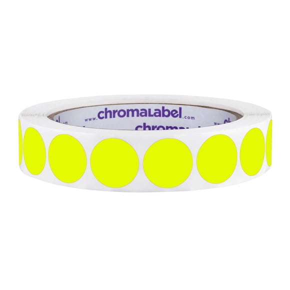 Chromalabel Etiqueta Redonda De 0,75 Pulgadas Pegatinas De Puntos Con Código De Color Permanente 1000 Etiquetas Por Rollo Amarillo Fluorescente