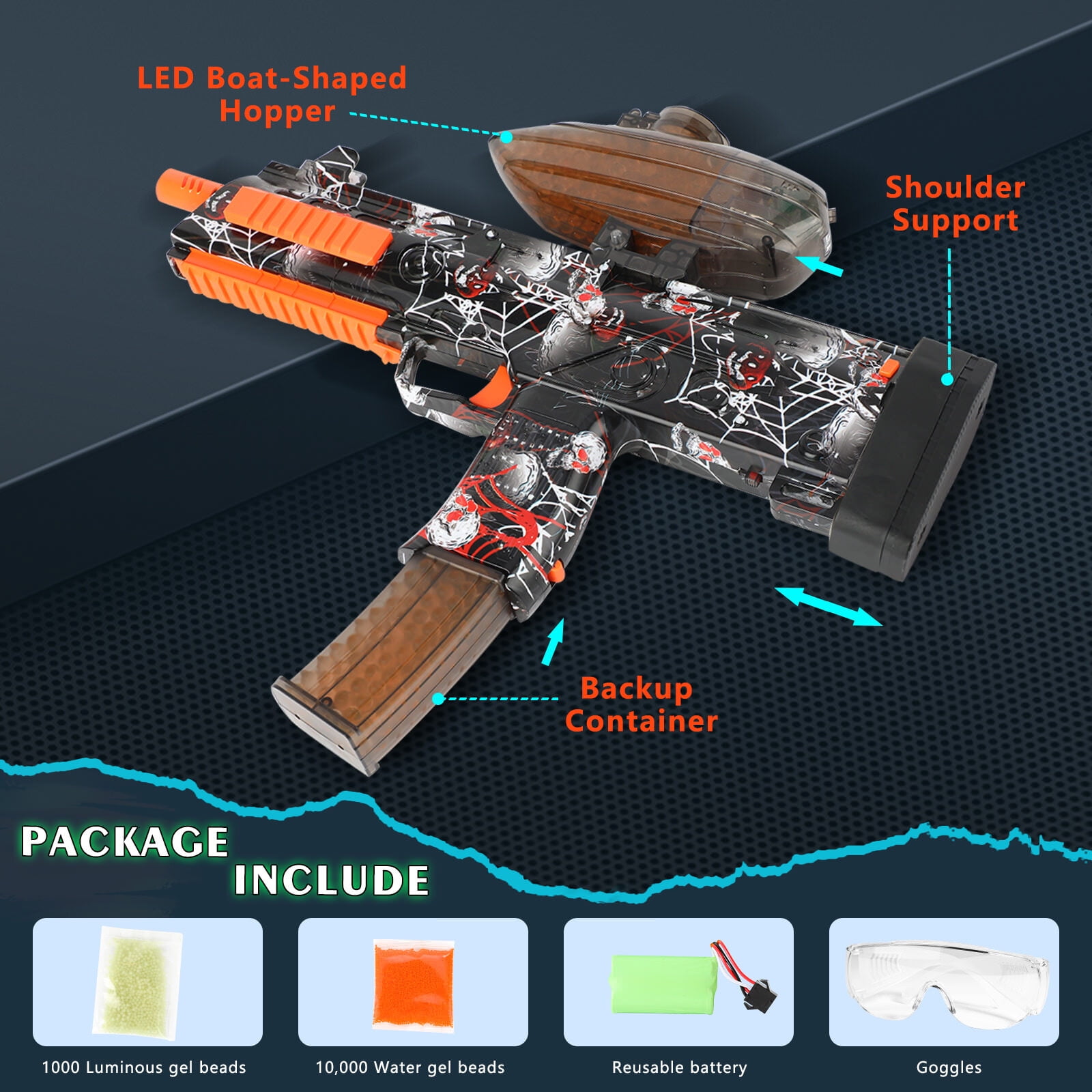 Gel de gel elétrico Blaster Toy Gun Arma Eco-amigável Splatter