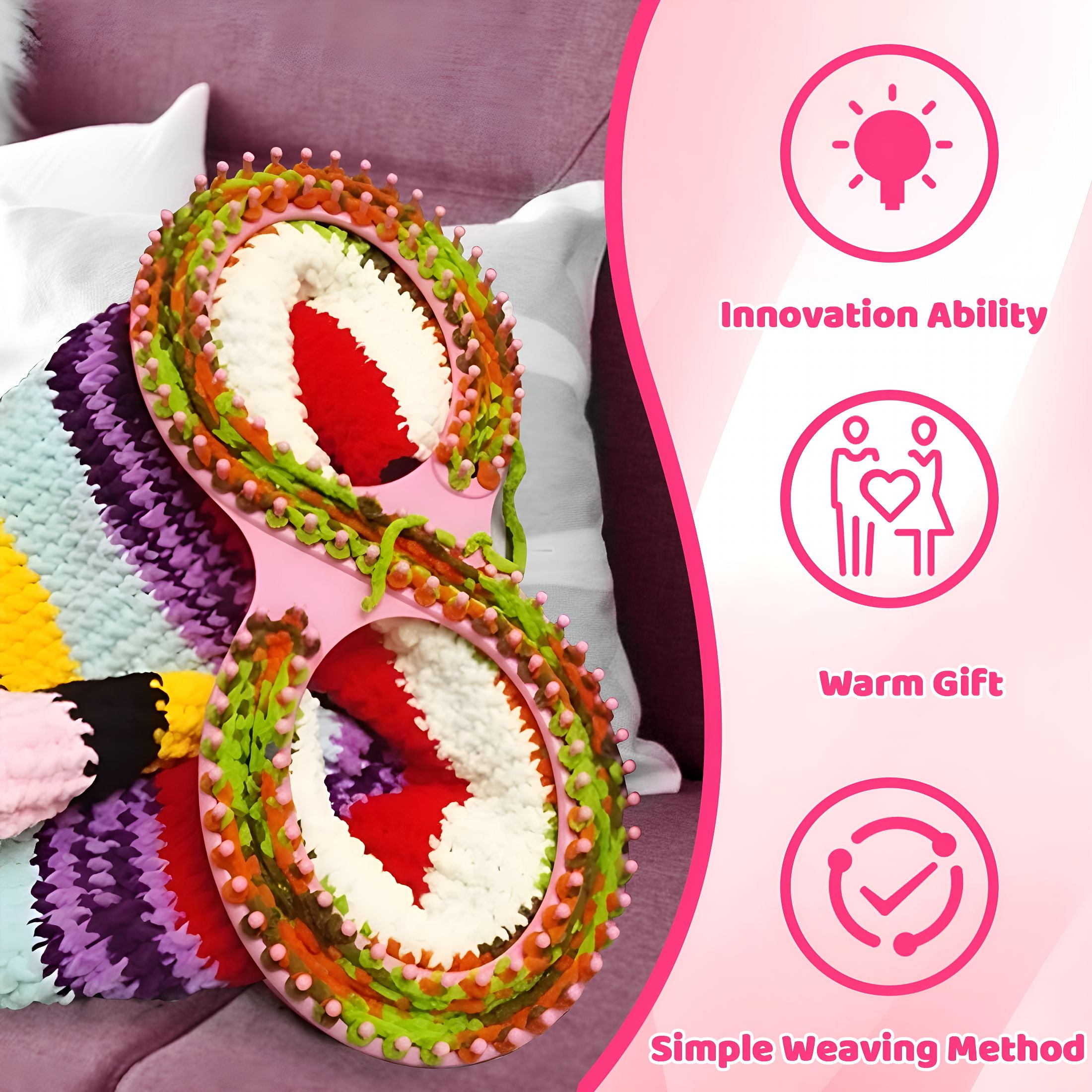 ACDANC Knitting Board Afghan Knitting Loom for Blankets,Weaving Looms for Beginners Adults DIY Craft Kit with Crochet Hook,Needle