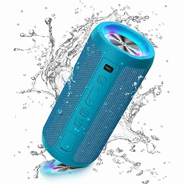 wonima11 Portable Bluetooth Speaker, 40W Loud Sound and Deep Bass, IPX7 Waterproof, True Wireless Stereo, Bluetooth 5.3, Colorful Flashing Lights, Preset EQ, USB Play, for Home, Outdoor, Party, Black