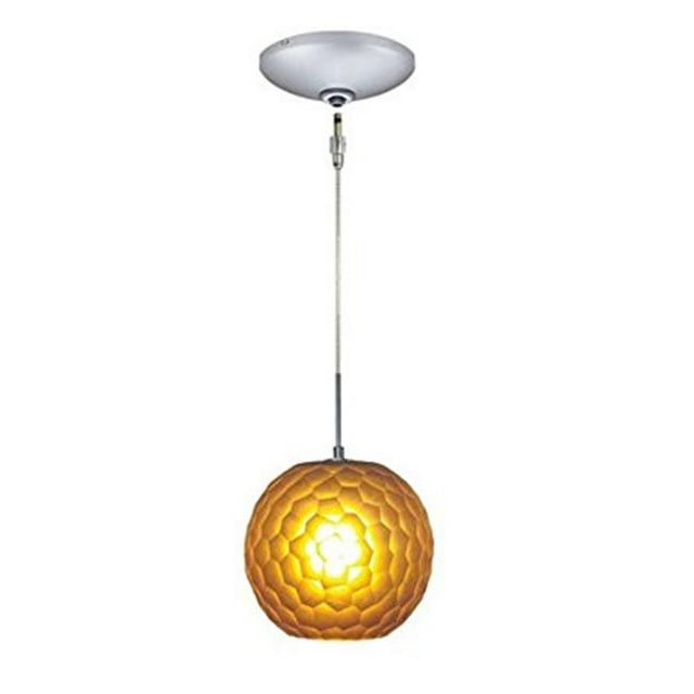 1-Light Low Voltage Mini Pendant in Satin Nickel with Amber