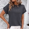 thumbnail image 2 of ZyeKqe Women's Tops Cap Sleeve T Shirts Casual Round Neck Shirts Side SplitSummer Top, 2 of 6
