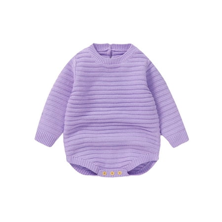 

Bmnmsl Baby Sweater Romper Casual Cable Knit Toddler Long Sleeve Jumpsuit