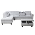 thumbnail image 5 of Ainehome Furniture Living Room Sets, Linen Fabric Sectional Sofa with Storage Ottoman & Toss Pillows, 5 of 9
