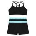 thumbnail image 3 of inhzoy Kids Girls 2PCs Athletic Tracksuits Raceback Crop Top with Shorts Gymnastic Workout Dancewear Activewear A Light Blue 8, 3 of 5