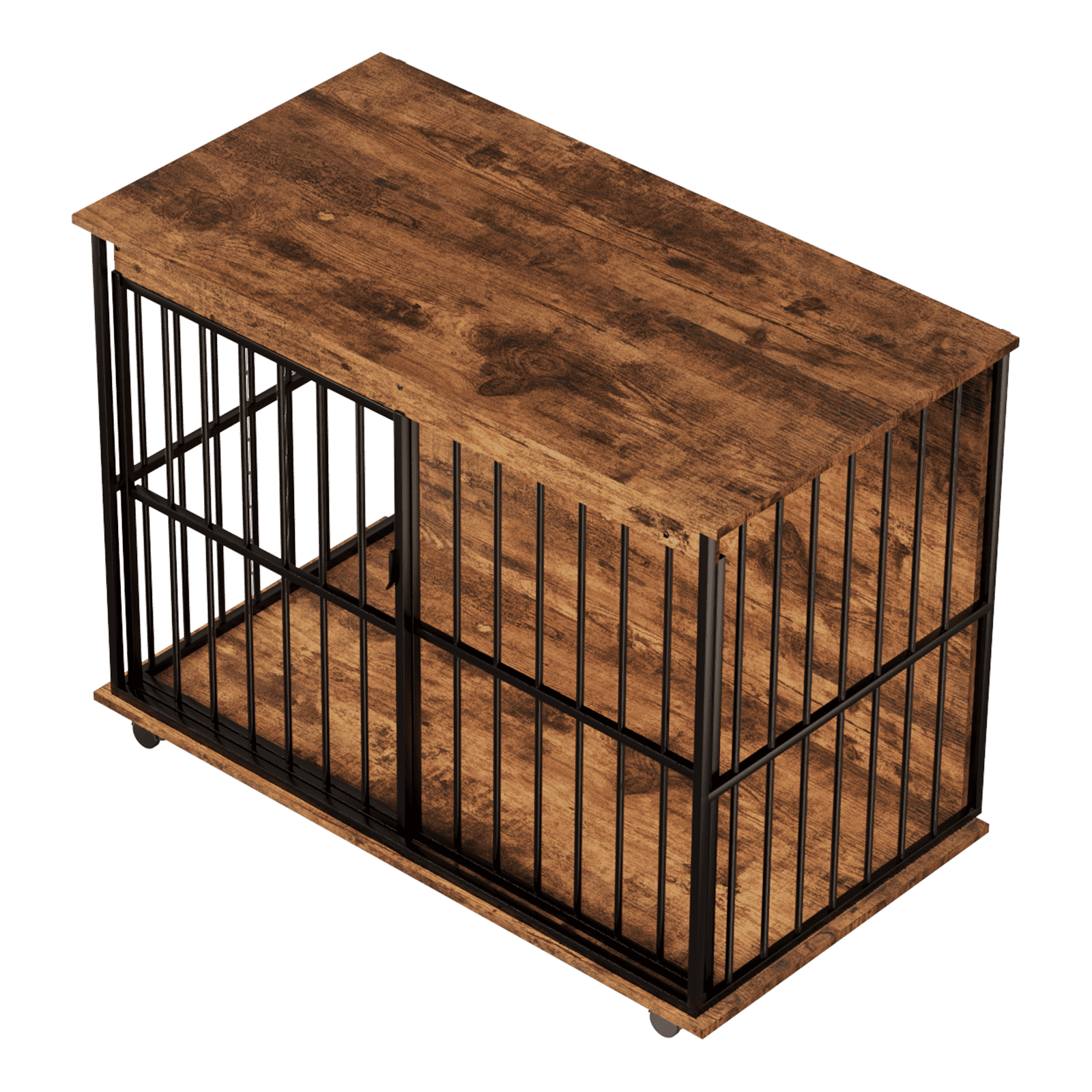 Large Wooden Dog Crate Furniture with Tray, Spacious Kennel for Medium to Large Dogs