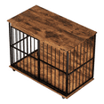 thumbnail image 2 of ZephyPaws 44in Dog Crate Furniture,Wooden Dog Kennel Indoor with Double Doors, Dog Cage with Wheels,Dog House Side End Table for Large Dogs up to 85 lb,Brown Black, 2 of 8