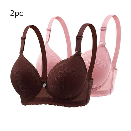 MLCDZ 2 Pack Lace Bras for Women Push Up Bralettes Full Coverage Corset Underwire Plus Size for Large Breasts with Support Sexy Minimizers Everyday Lingerie 2Pcs-Multicolor#13 38