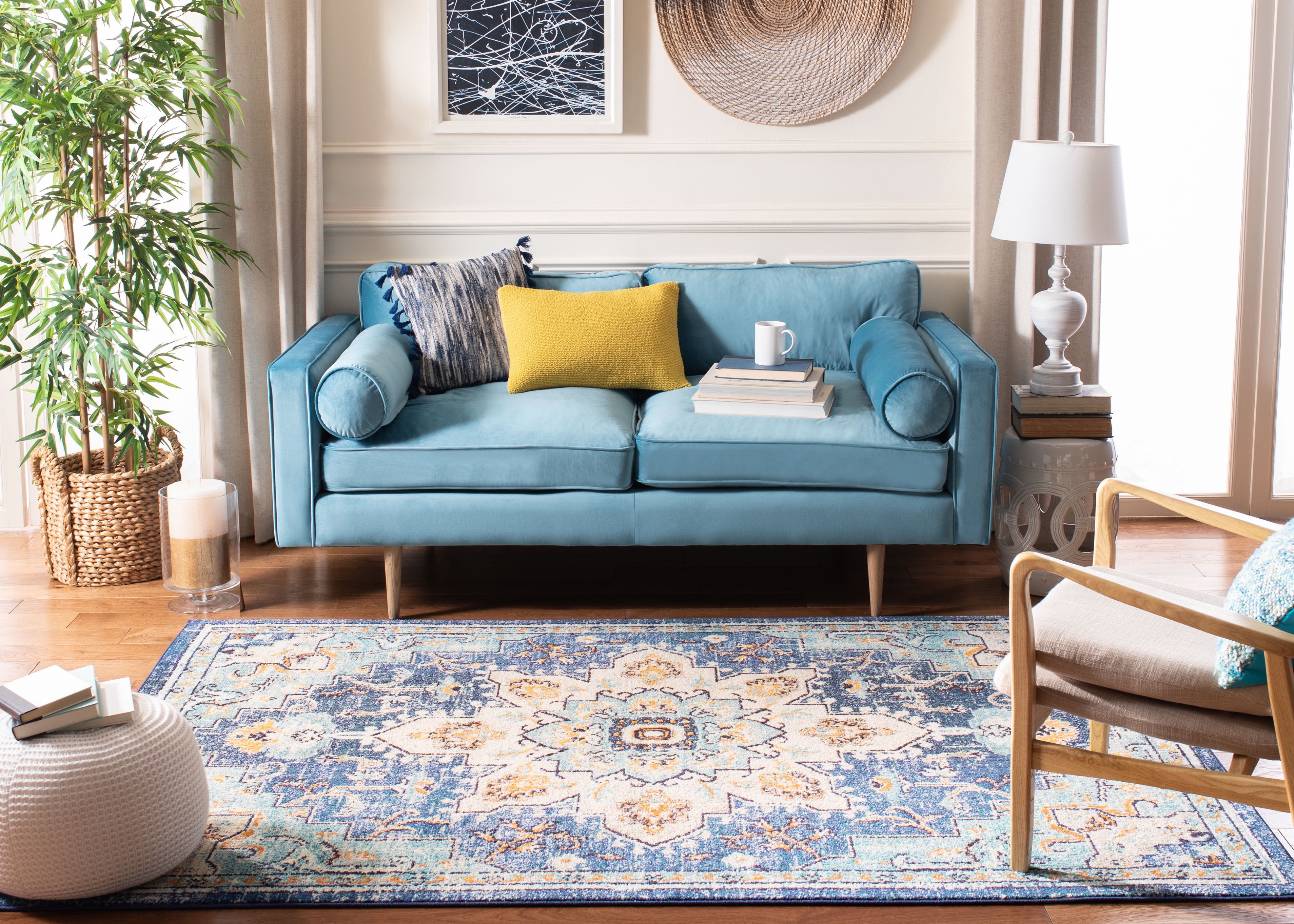 SAFAVIEH Madison Dalia Oriental Area Rug, Blue/Light Blue, 12' x 15'