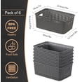 thumbnail image 4 of Conjunto de 6 Cestas de Almacenamiento Plásticas Apilables, Multiusos, para Estanterías, Cocina, Armarios, Baño y Oficina Cesta Tejida (Gris - Juego de 6), 4 of 9