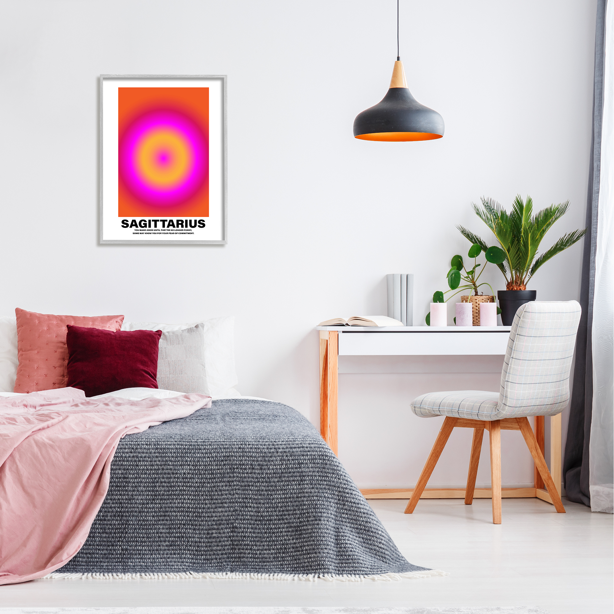Stupell Industries Funny Sagittarius Astrology Abstract Painting Gray Framed Art Print Wall Art, 24 x 30