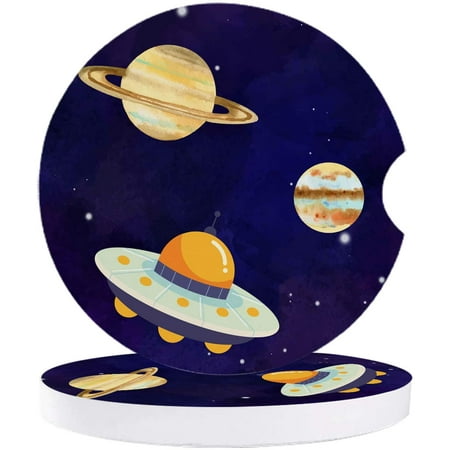 

ZHANZZK Universe Space Planet Flying Saucer Set of 6 Car Coaster for Drinks Absorbent Ceramic Stone Coasters Cup Mat with Cork Base for Home Kitchen Room Coffee Table Bar Decor