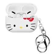 Sanrio AirPods Pro Case Key Ring Keychain Key Holder Hard PC Shell Strap Hole Cover - Face Hello Kitty White