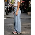 thumbnail image 5 of LMLYSoH Women's Wrap Jeans with Pockets Stylish Casual Mid Rise Loose Fit Wide Leg Denim Pants, 5 of 8