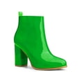 thumbnail image 1 of Unique Bargains Bottines à Talons Épais à Bout Rond avec Fermeture Éclair pour Femme Vert (Taille 8), 1 of 8