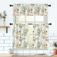 thumbnail image 5 of Yellow Flower Curtain for Kitchen Bathroom Beautiful White Floral Rod Pocket Window Tier Curtains Valance Set 3 Pcs Plant Printed Curtains 54 x 18 inches + 27.5 x 36 inches *2, 5 of 6