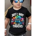 thumbnail image 1 of Camiseta de manga corta con estampado de letras "Just A Boy Who Loves Trucks" para niño de verano, 1 of 7