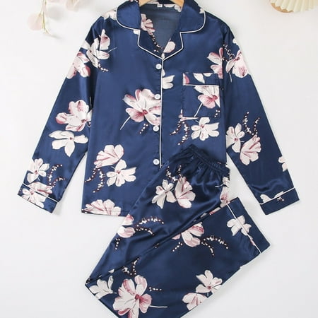 

Women‘s Floral Print Comfortable Two-piece Set Long Sleeve Tops & Pants Pajama Sets