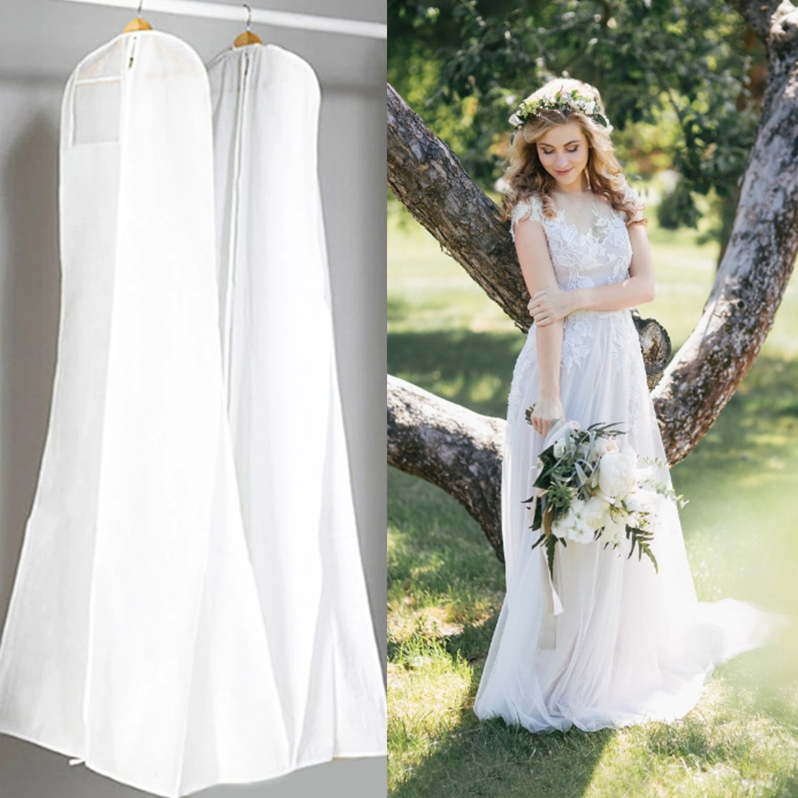 Practical Portable Zip Clothes Storage Breathable Dust-Proof Bag Folding Wedding Dress Dust Cover Bags