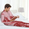 thumbnail image 6 of Lsque Striped Meat Pattern Long Sleeve Pajama Set for Men - Soft 2-Piece Sleepwear and Loungewear Set with Pockets, Comfy Nightwear-Medium, 6 of 7