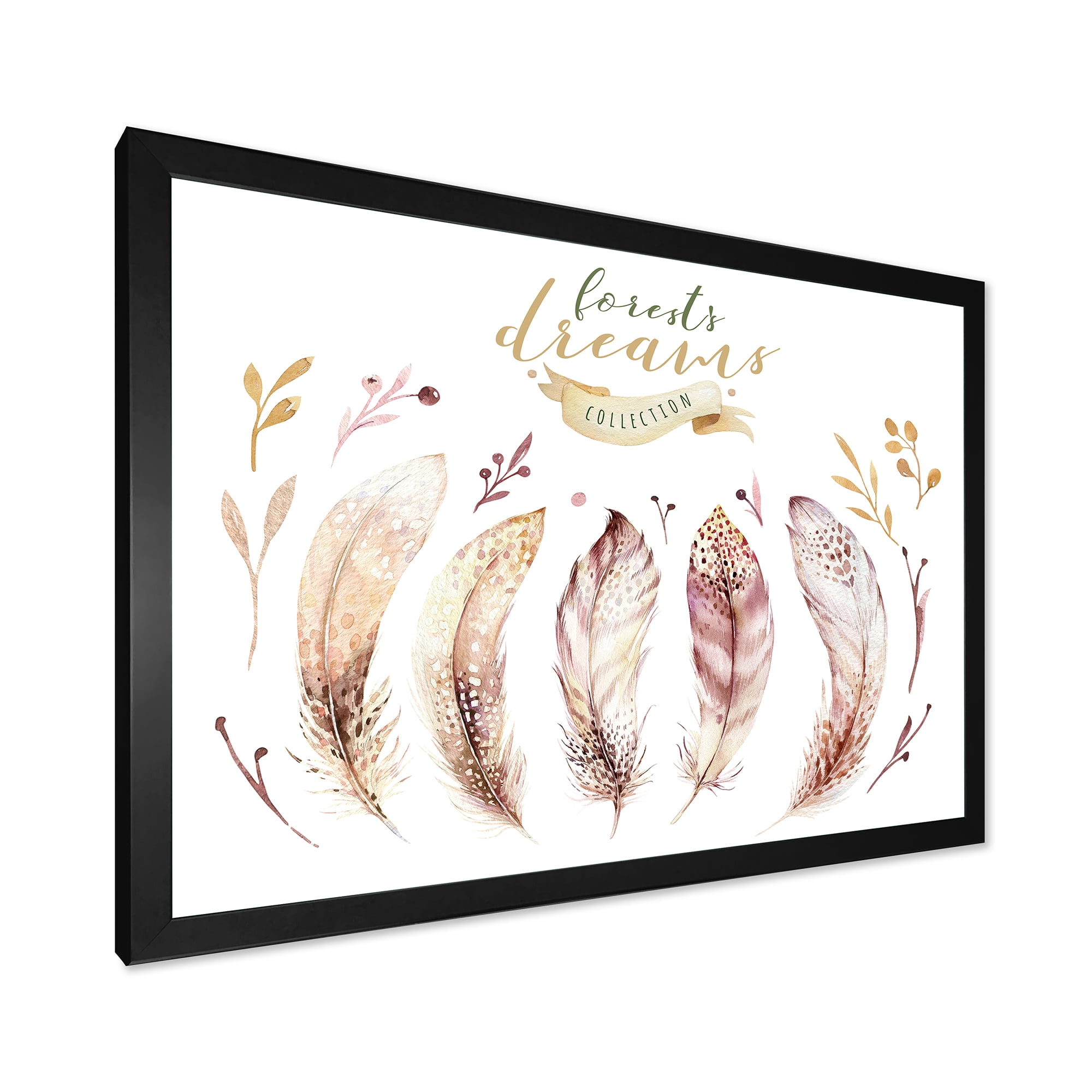 Designart 'Vital Feathers In Ethnic Boho Style' Bohemian & Eclectic Framed Art Print