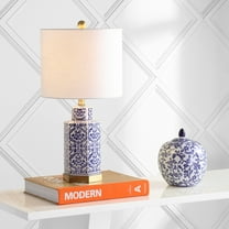 JONATHAN Y Diana 23.5" Ginger Jar Ceramic/Metal LED Table Lamp, Blue/White, JYL3050A