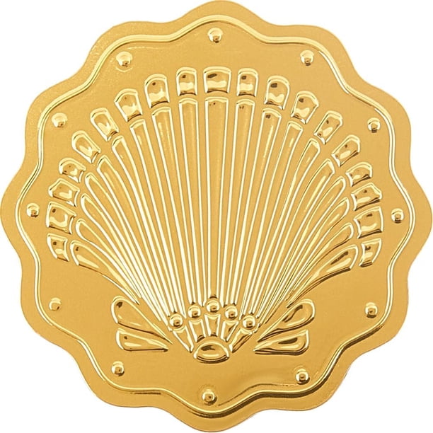 Pegatinas de conchas marinas de 2 pulgadas, sellos decorativos de lámina dorada, 100 unidades, sellos con relieve de conchas marinas, etiquetas adhesivas.