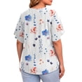 thumbnail image 4 of WellSize Plus Size Blouses for Women V Neck Short Petal Sleeve Tunic Tops Casual Summer Floral Shirts, 4 of 8