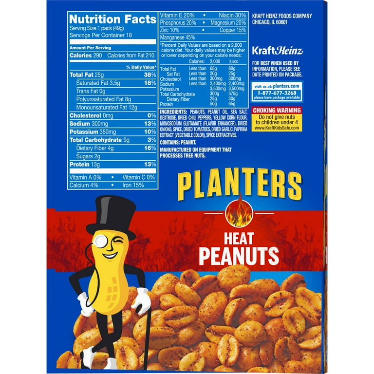 PLANTERS, Heat Peanuts, 18 packs, 1.75 oz, spicy snack - Walmart.com