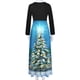 thumbnail image 5 of Vestido largo de manga larga con cuello redondo y estampado de árbol de Navidad para mujer Pompotops  hdfakjf5525, 5 of 6