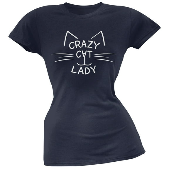 Crazy Cat Lady Juniors Navy T-Shirt - X-Large