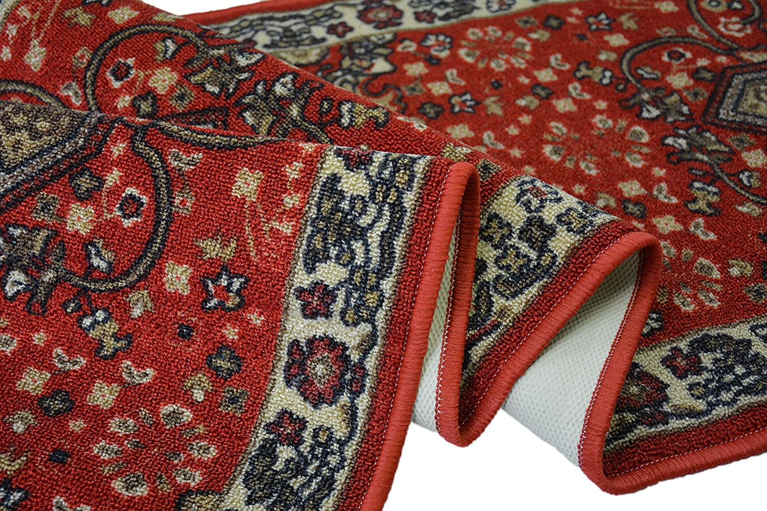 Traditional Medallion Oriental Design Red Color Rug Runner Printed Slip Skid Resistant Rubber Back 2 x 7 Runner Rug(Red, 23" x 7')