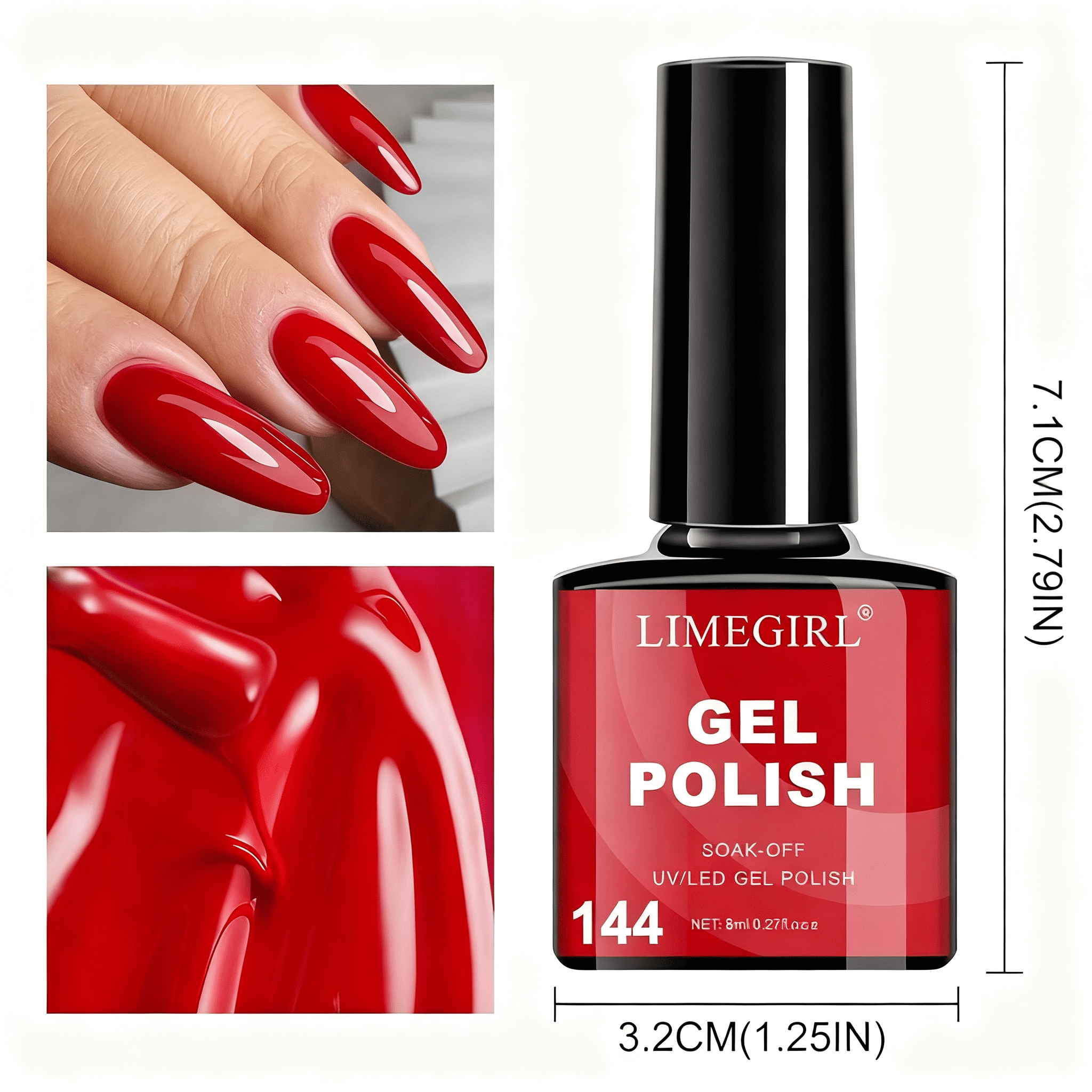 6Pcs Gel Polish Set, 6 Vibrant Colors UV Gel Nail Polish Red Blue Green Christmas Gift for Women Girls