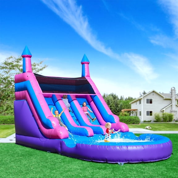 Relunch 21FT(L) Commercial Double Water Slide for Adults Kids,Giant Inflatable Water Slides with Big Splash Pool 21x11x13.5FT